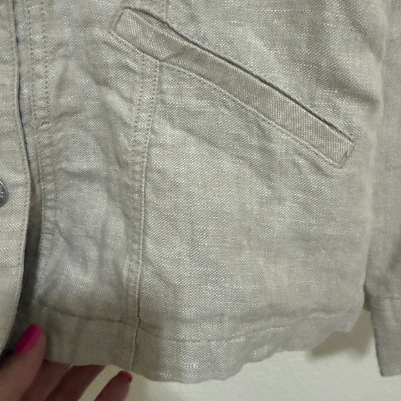 J Jill‎ Linen Blend Button Front Cropped Utility Jacket Beige Size Small - Picture 6 of 12